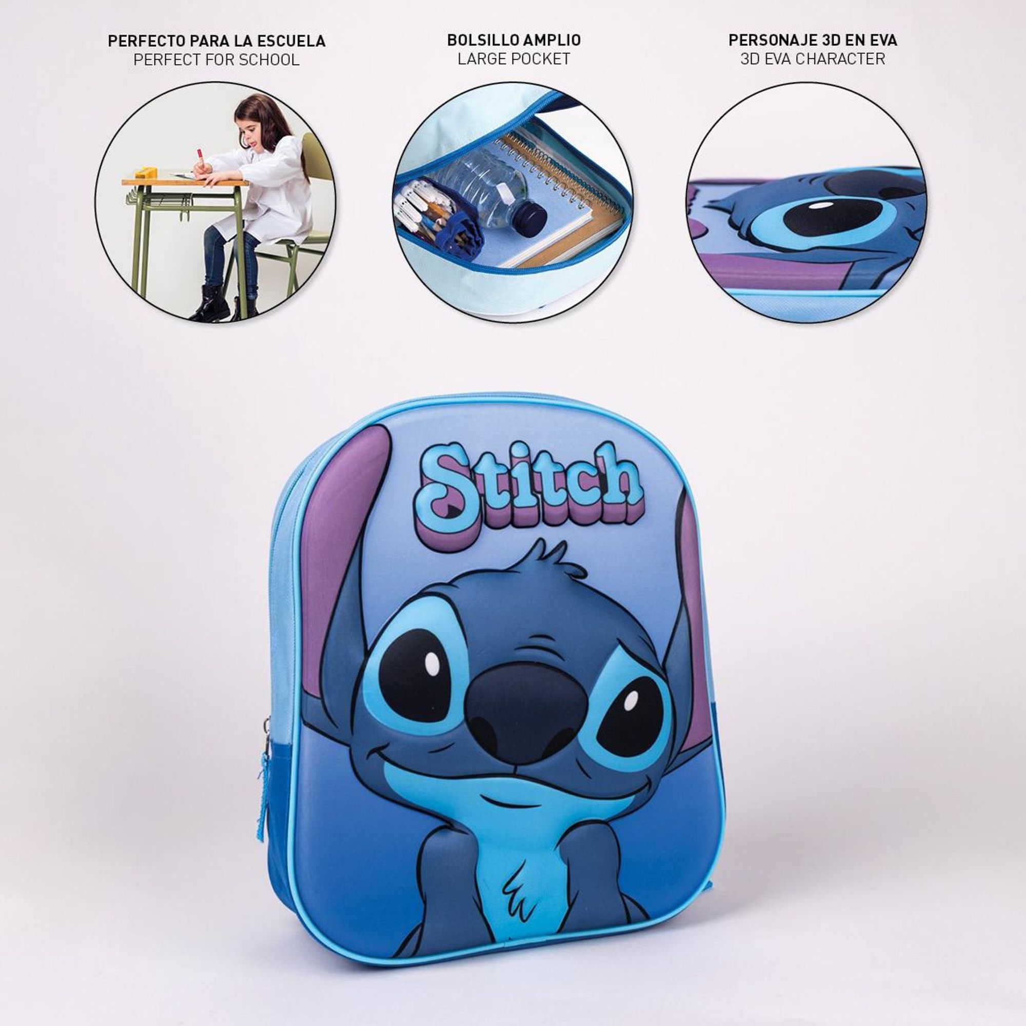 Mochila 3D Stitch Disney 31Cm