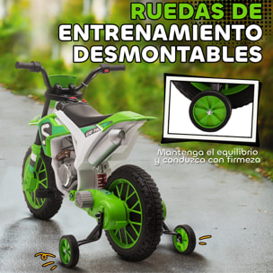 Moto Eléctrica para Niños de +3 Años 12V Moto de Juguete Infantil con 2 Ruedas de Equilibrio Velocidad 3-8 km/h Arranque Suave 106,5x51,5x68 cm Verde