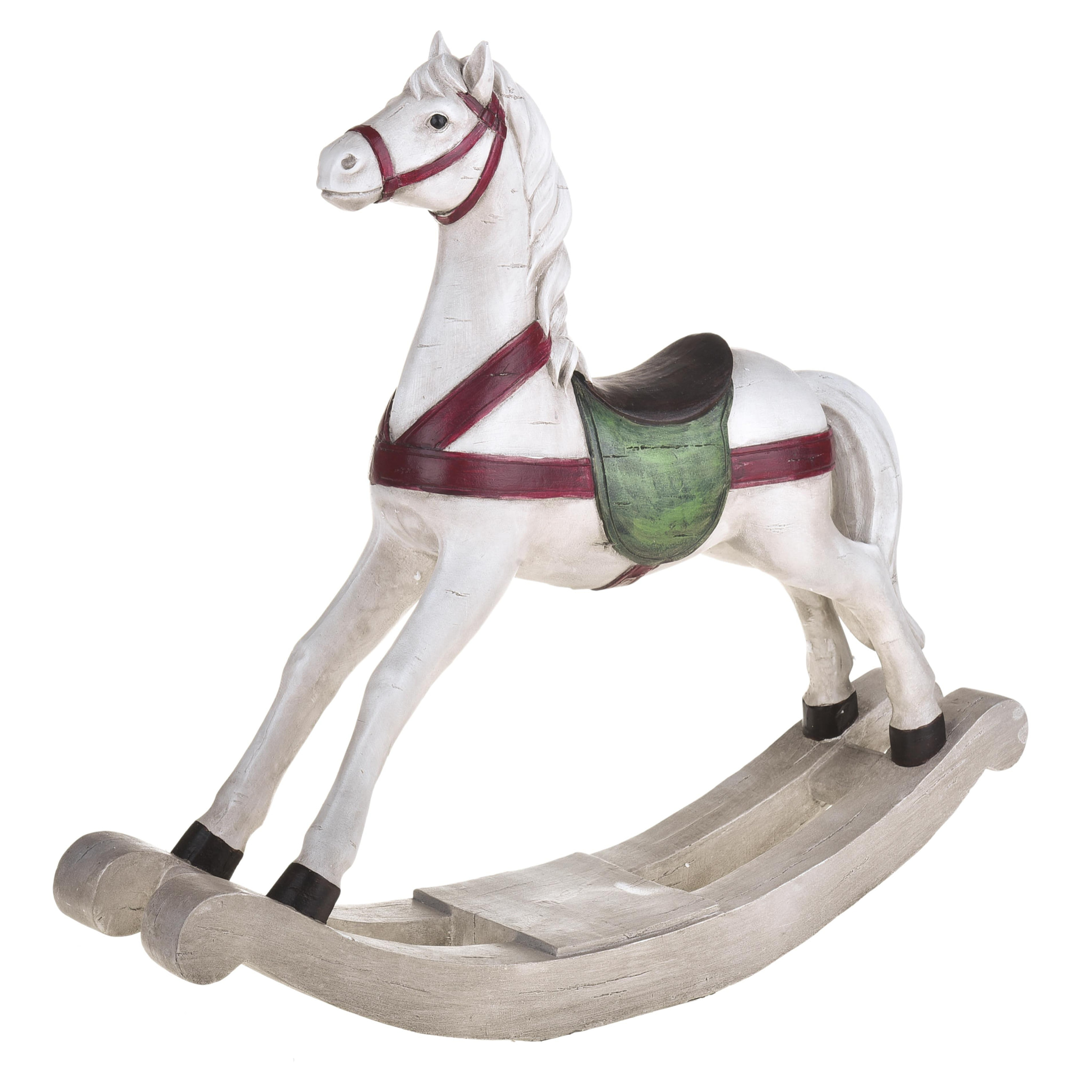 Cavallo A Dondolo. Altezza 57 Cm - Pezzi 1 - 57X49,3X12cm - Colore: Bianco - Bianchi Dino - Articoli Natalizi