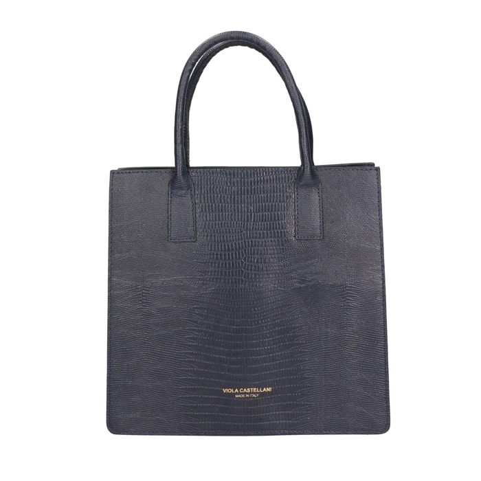Borsa a mano da donna - Modello Giulia - Vera pelle effetto cocco - 30.0 x 28.0 x 10.0 cm