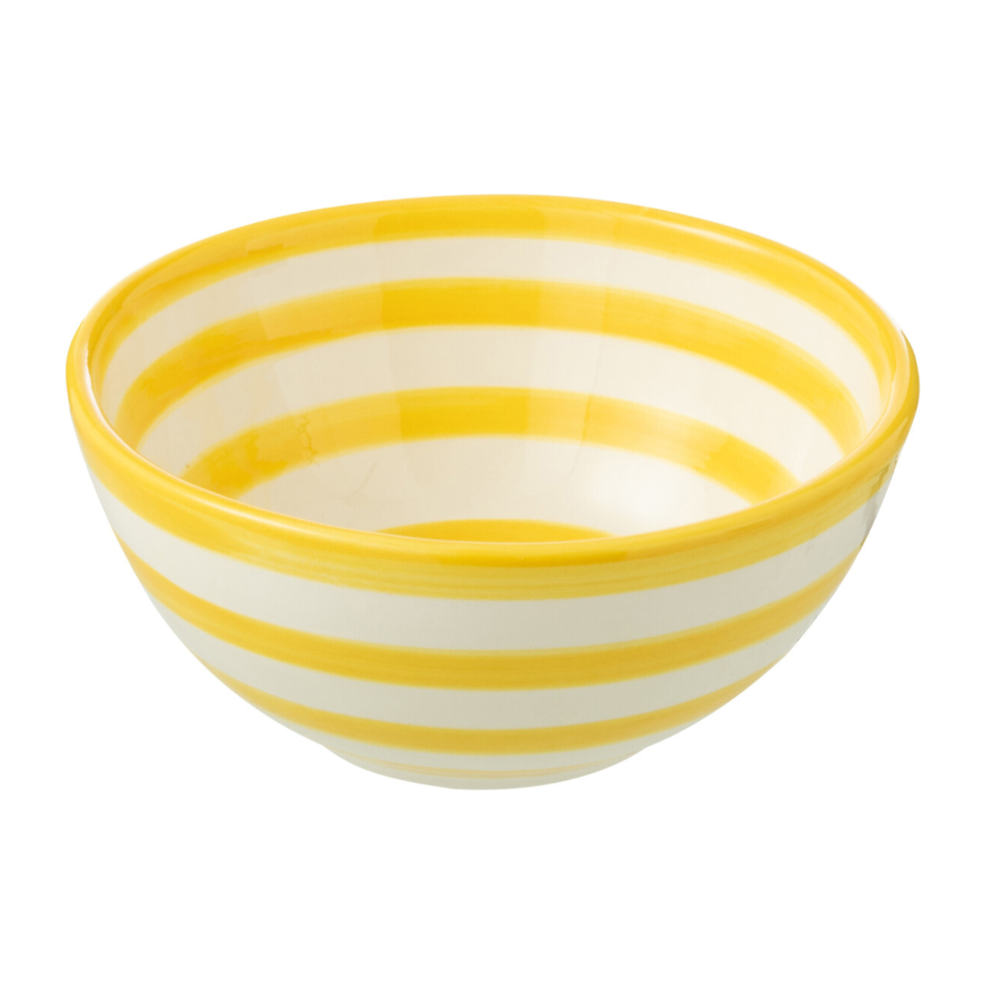 J-Line bol Granada Stripes High - céramique - blanc/jaune - small - Ø 14 cm