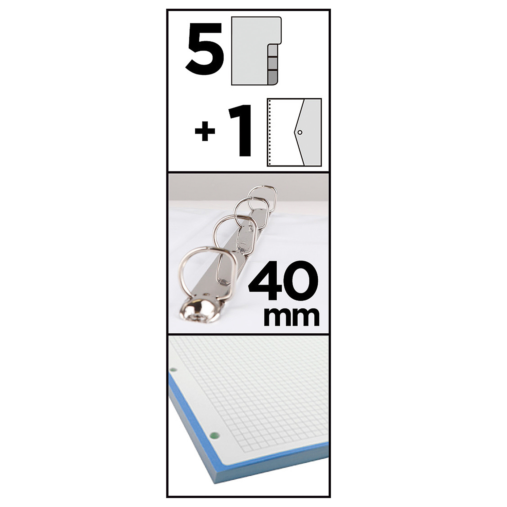 PACK 6 UNIDADES CARPETA 4 ANILLAS CON RECAMBIO A4 SKATE