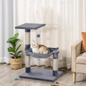 Árbol Rascador para Gatos Torre para Gatos 50x36x70 cm Centro de Actividad con Hamaca Plataforma Postes de Sisal y Bola Colgante Gris