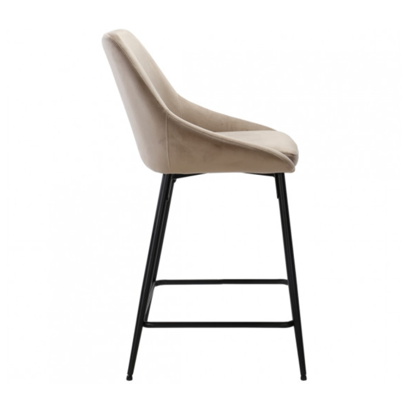 Tabouret de bar en velours avec piètement métal noir - 6 coloris - MONDO