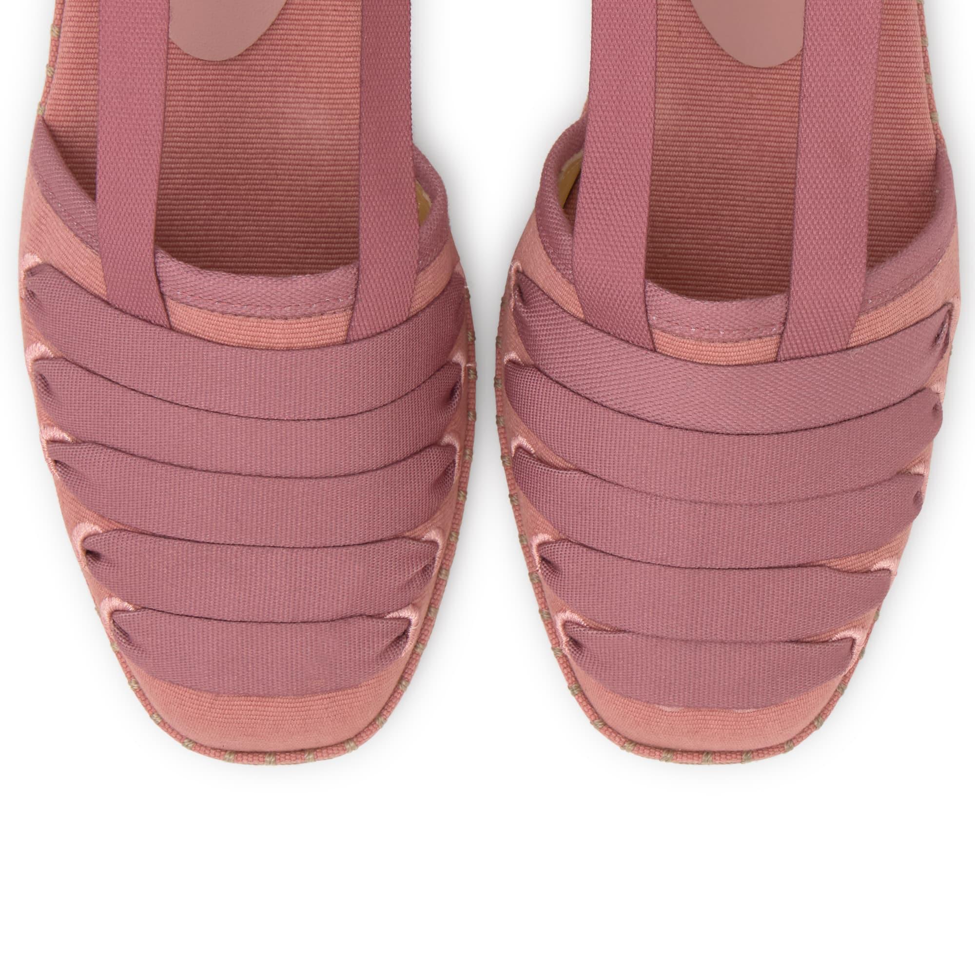 Alpargata plana embetada Glen en algodón con cintas y suela de cuerolite