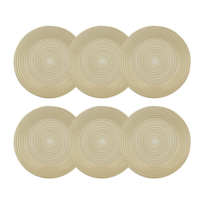 Lot de 6 assiettes plates 27cm en grès jaune TURBOLINO