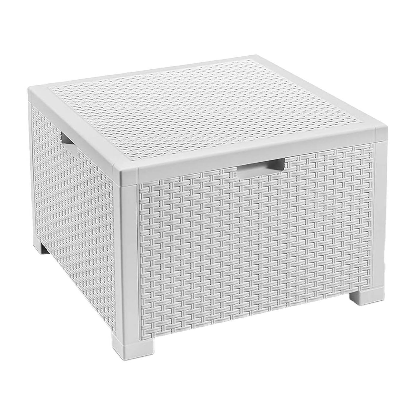 Set salotto da esterno Camini, Salottino outdoor, Set da balcone o giardino, Composizione soggiorno per esterni, Made in Italy, Bianco