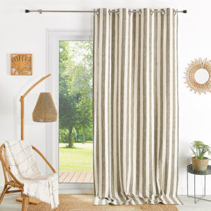 Rideau 100% coton larges rayures LOURMARIN - Kaki
