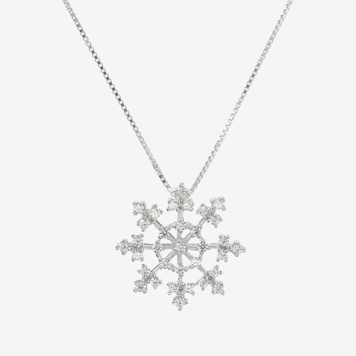 Collana in Argento 925 con Ciondolo Fiocco di Neve in Cubic Zirconia