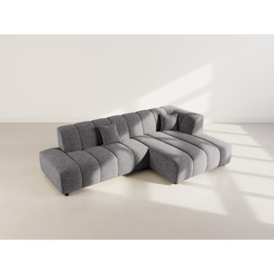 Curtis - canapé d'angle droit 4 places sans accoudoir en tissu texturé - Gris foncé