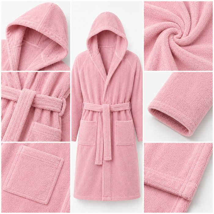 BASSETTI Accappatoio in spugna con cappuccio Rosa