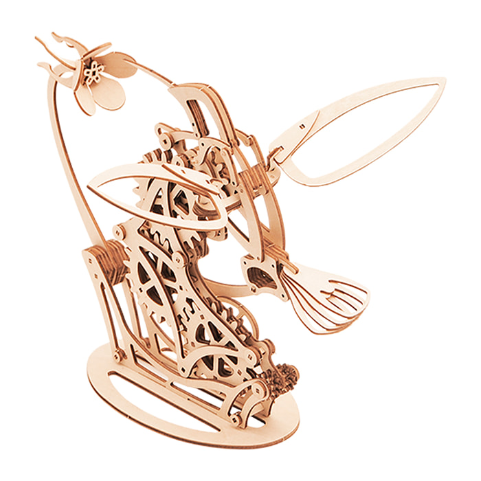 Modello in legno 3D, design di Colibrì meccanico.