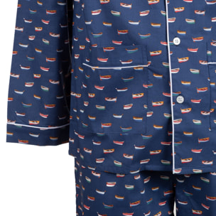Pigiama leggero UOMO cotone barchette blu