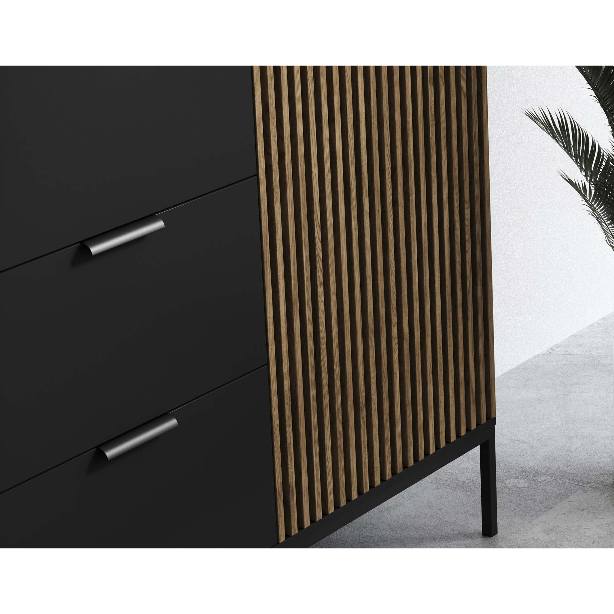 Savanna - armoire - effet bois et noir - 185x200 cm - Noir / Bois