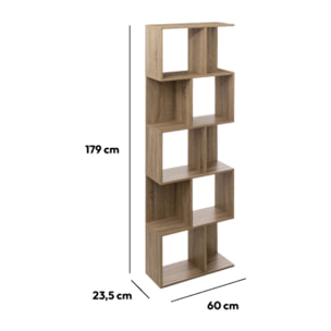 Étagère colonne double effet chêne naturel beige