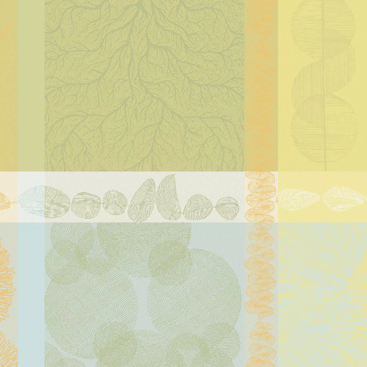 Serviette pur coton motif jacquard jaune vert Mille lieues aube