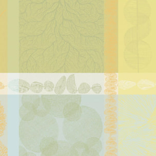 Serviette pur coton motif jacquard jaune vert Mille lieues aube