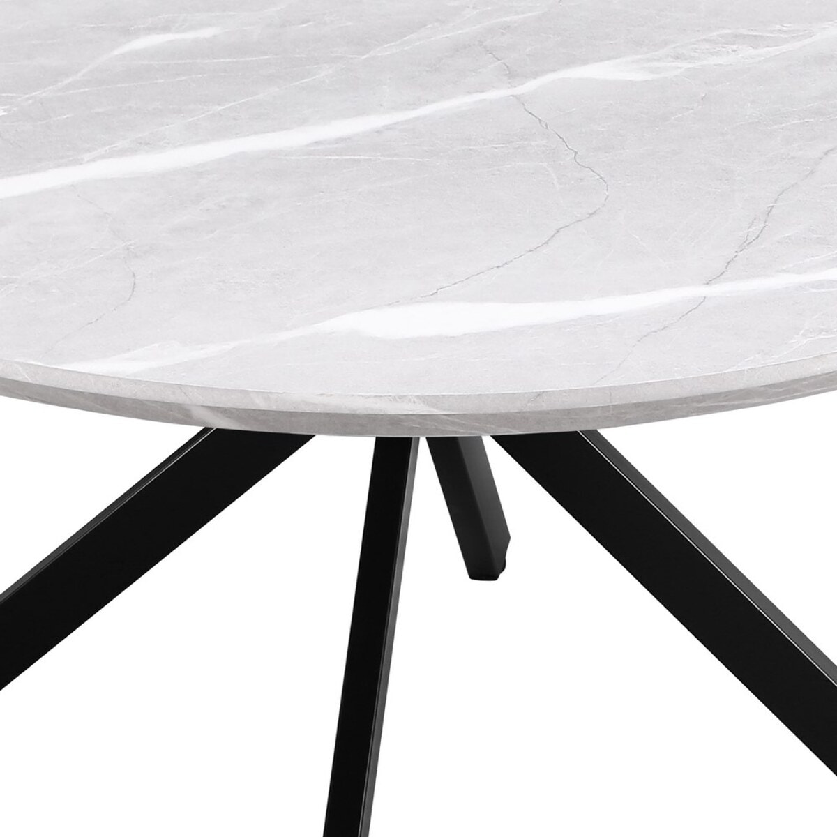 Tavolo tondo 120 cm top effetto marmo chiaro e gambe nere - Gabry