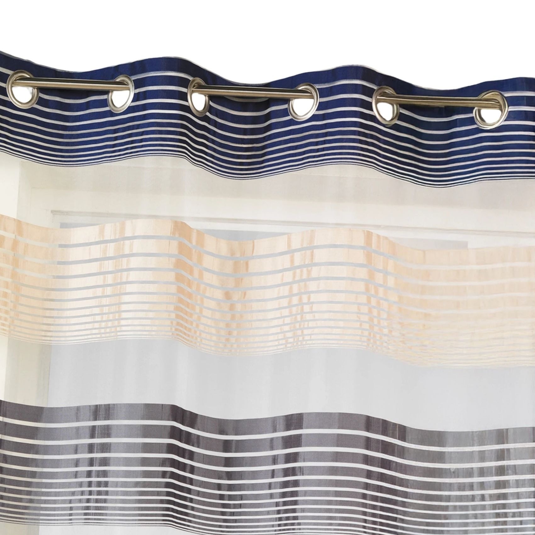 Voilage en organza à fines rayures horizontales - Bleu Marine