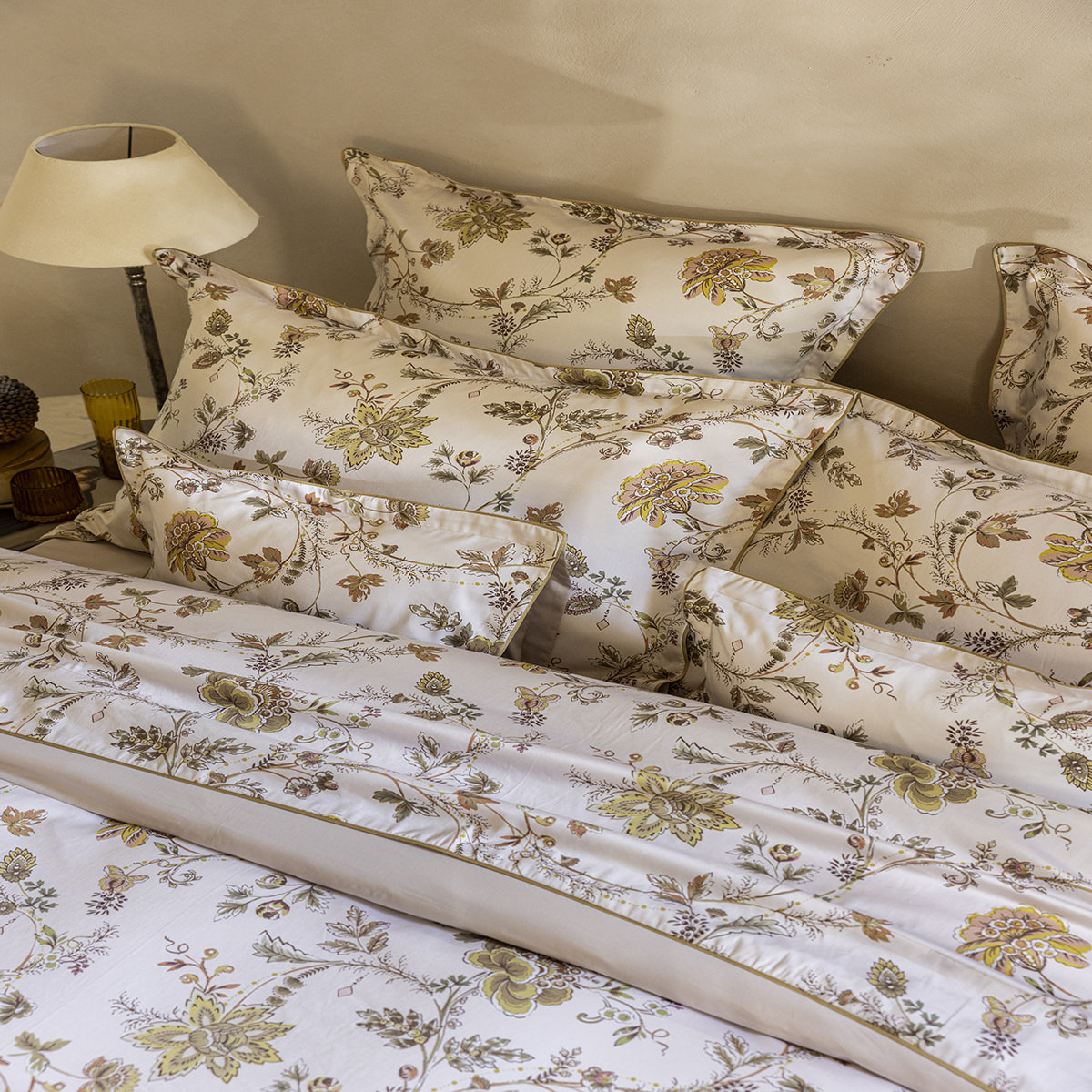 Drap plat imprimé en satin de coton bio, MAUSSANE, Rose clair