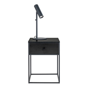 Tavolino Vita con cassetto in MDF e acciaio nero 40x40x55 cm