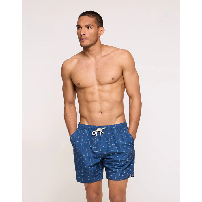 Bañador Regular Estampado Azul Marino - Piscis