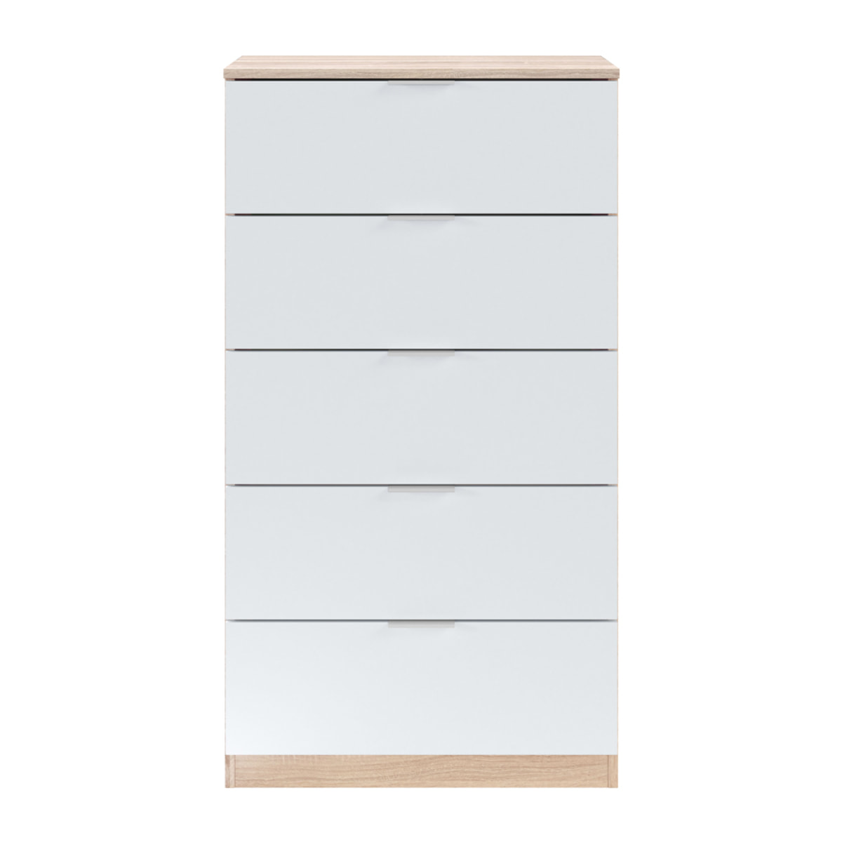 Cómoda 5 Cajones 110x60x40 Cm Blanco Artik Y Roble Canadian