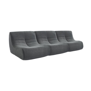 Lot de 3 fauteuils chauffeuses en bouclette texturée anthracite style contemporain 1 place