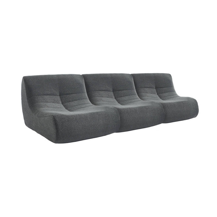 Lot de 3 fauteuils chauffeuses en bouclette texturée anthracite style contemporain 1 place