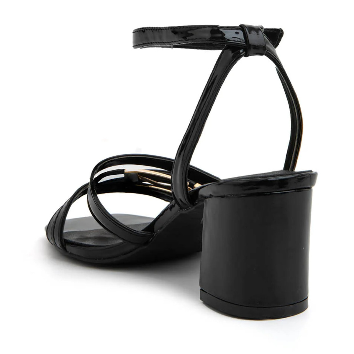 Sandalo glossy con fascette a incrocio - NERO