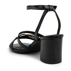 Sandalo glossy con fascette a incrocio - NERO
