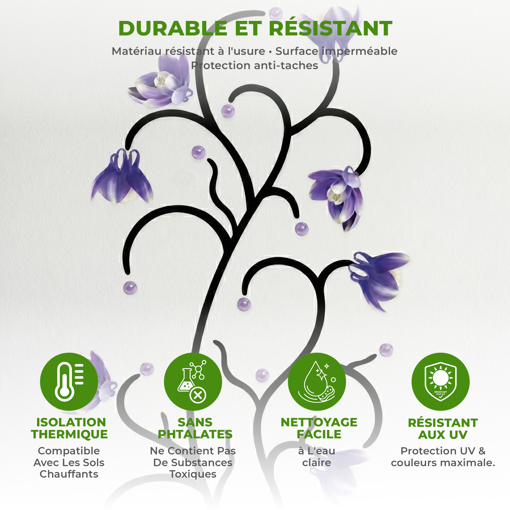 Stickers Muraux décoration adhésifs Fleurs Ancolies