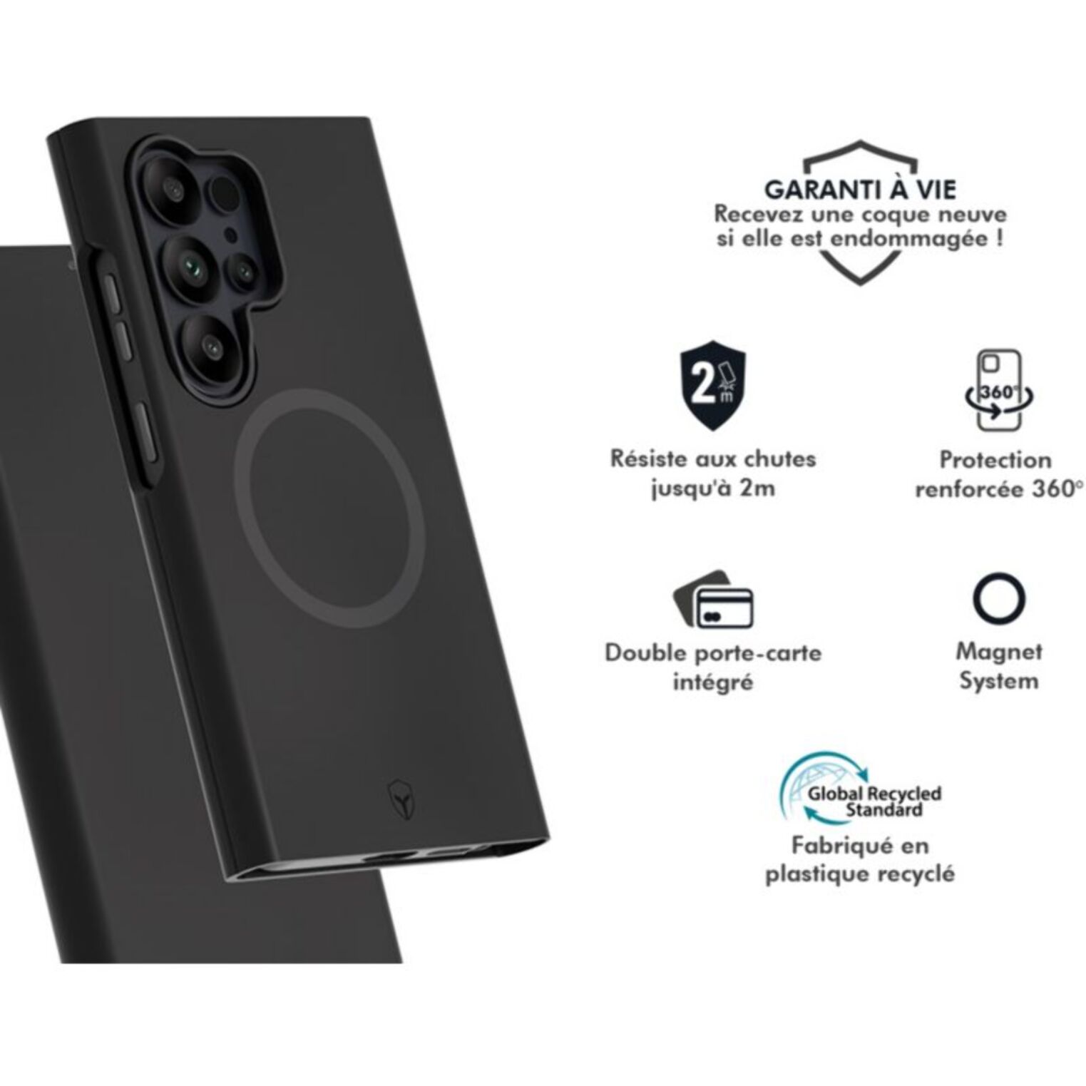 Coque FORCE CASE étui Magnet s26 ultra noir