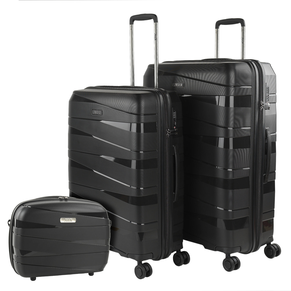 Juego De Maletas Rígidas Pp Jaslen Stuttgart Negro