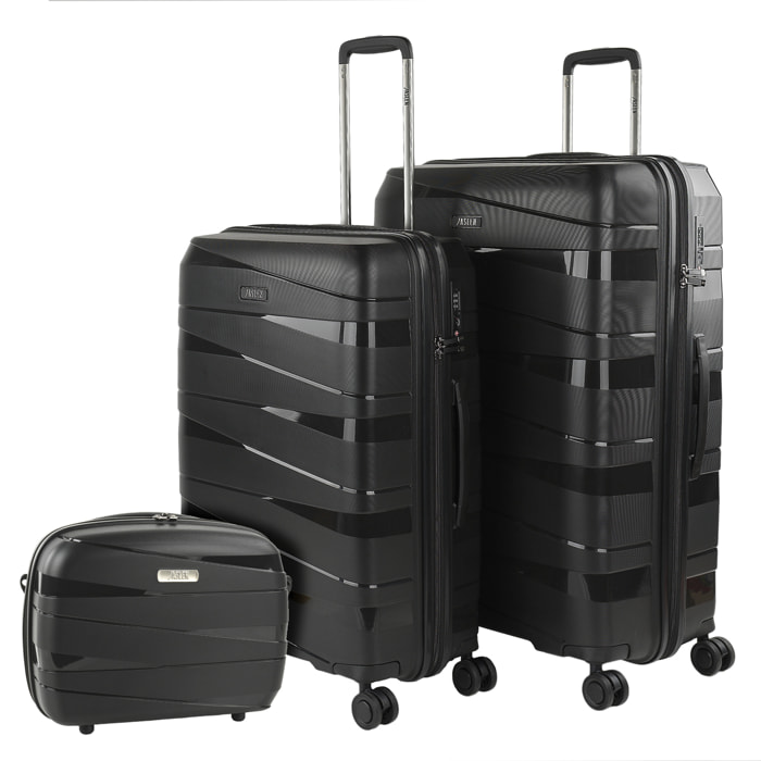 Juego De Maletas Rígidas Pp Jaslen Stuttgart Negro