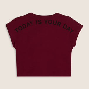 T-shirt donna con stampa sulle spalle