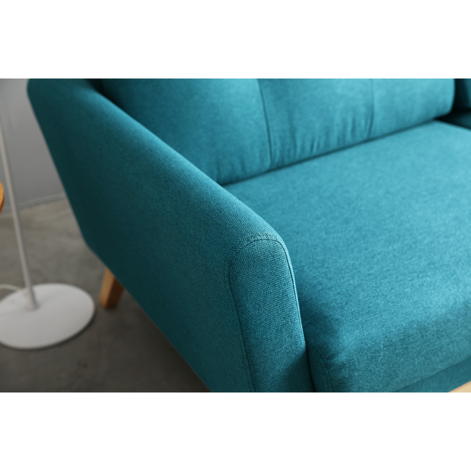Canapé scandinave 3 places et 2 coussins en tissu bleu canard OSLO