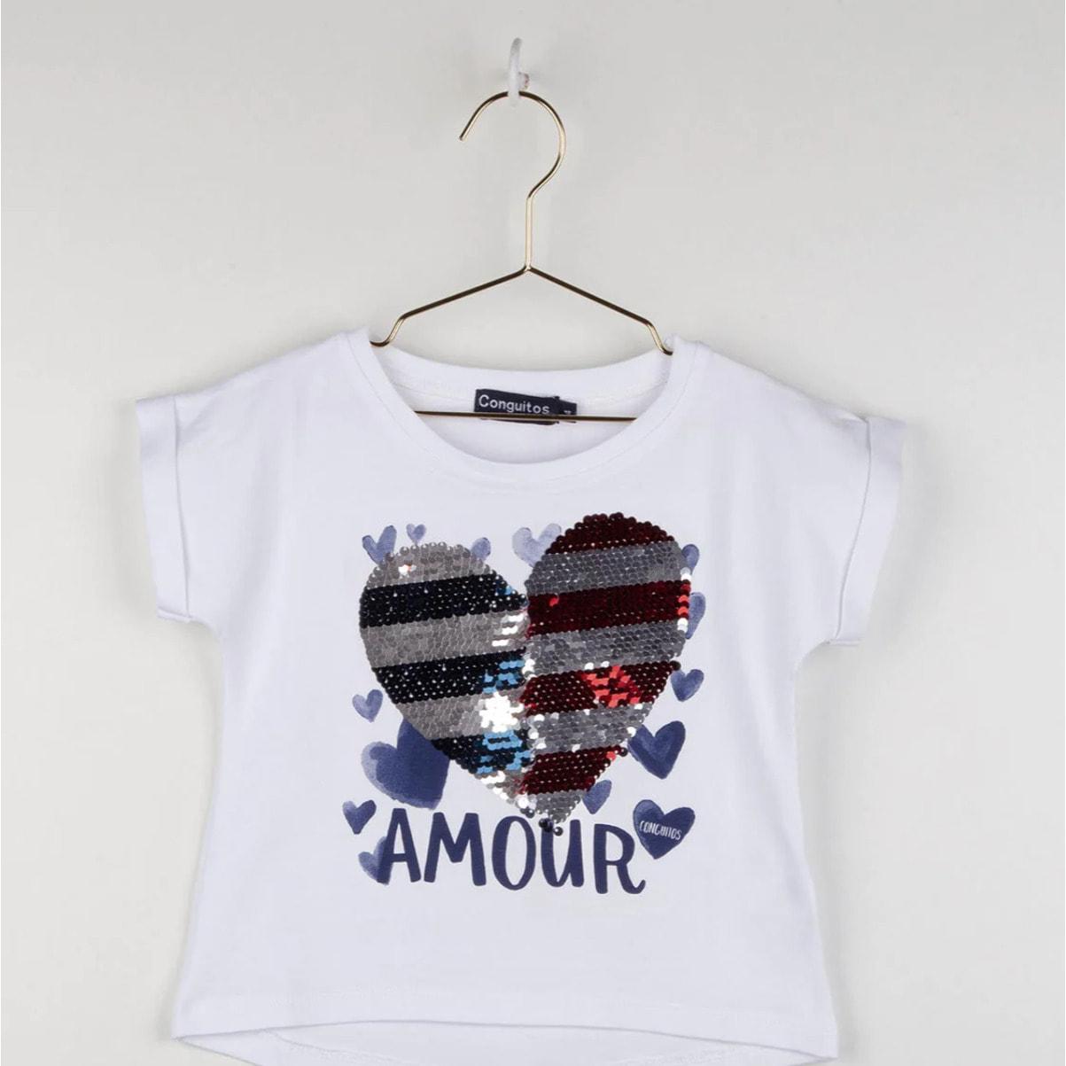 Maglietta reversibile con paillettes Amour Girl