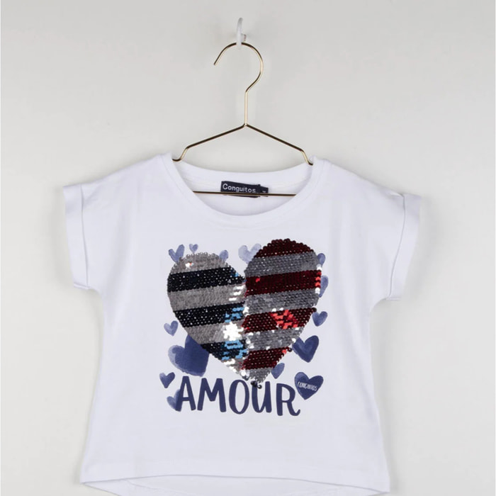 Maglietta reversibile con paillettes Amour Girl