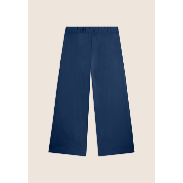 Pantaloni Cropped con Ricamo Floreale al Fondo