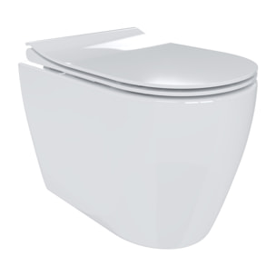 Coppia Sanitari Filomuro Filo Muro Filo Parete Vaso WC E Bidet Design Moderno In Ceramica Copriwater Chiusura Soft Close Rallentata Bianco Lucido