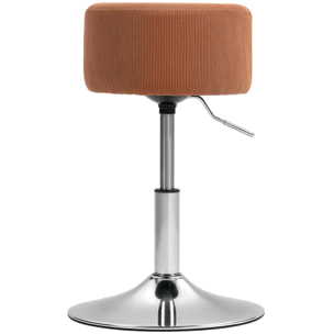 Taburete de Bar Taburete Alto de Cocina Regulable en Altura 52-66 cm Tapizado en Pana Giratorio en 360° para Comedor Tocador Mostrador Marrón