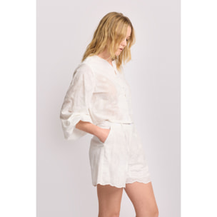 Kocca - Blusa ricamata in puro cotone Donna, Tinta unita, Girocollo