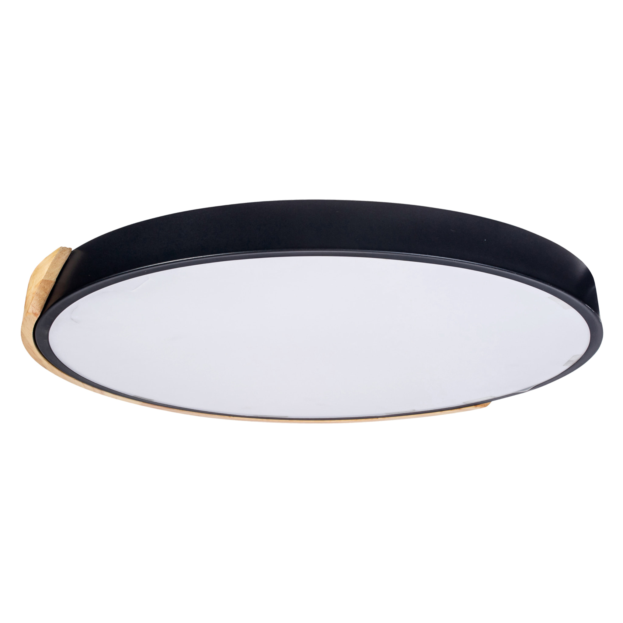 Forlight - Plafón LED Regulable 64W para Interiores, Diseño Moderno en Acero Negro y Madera, Luz Ajustable 3000K-6000K, Diámetro 600mm, Ideal para Techos Bajos y Espacios Amplios