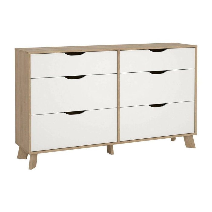 Credenza Chito, Buffet da soggiorno, Madia da salotto, Dispensa da cucina, 156x40 h92 cm, Rovere e Bianco
