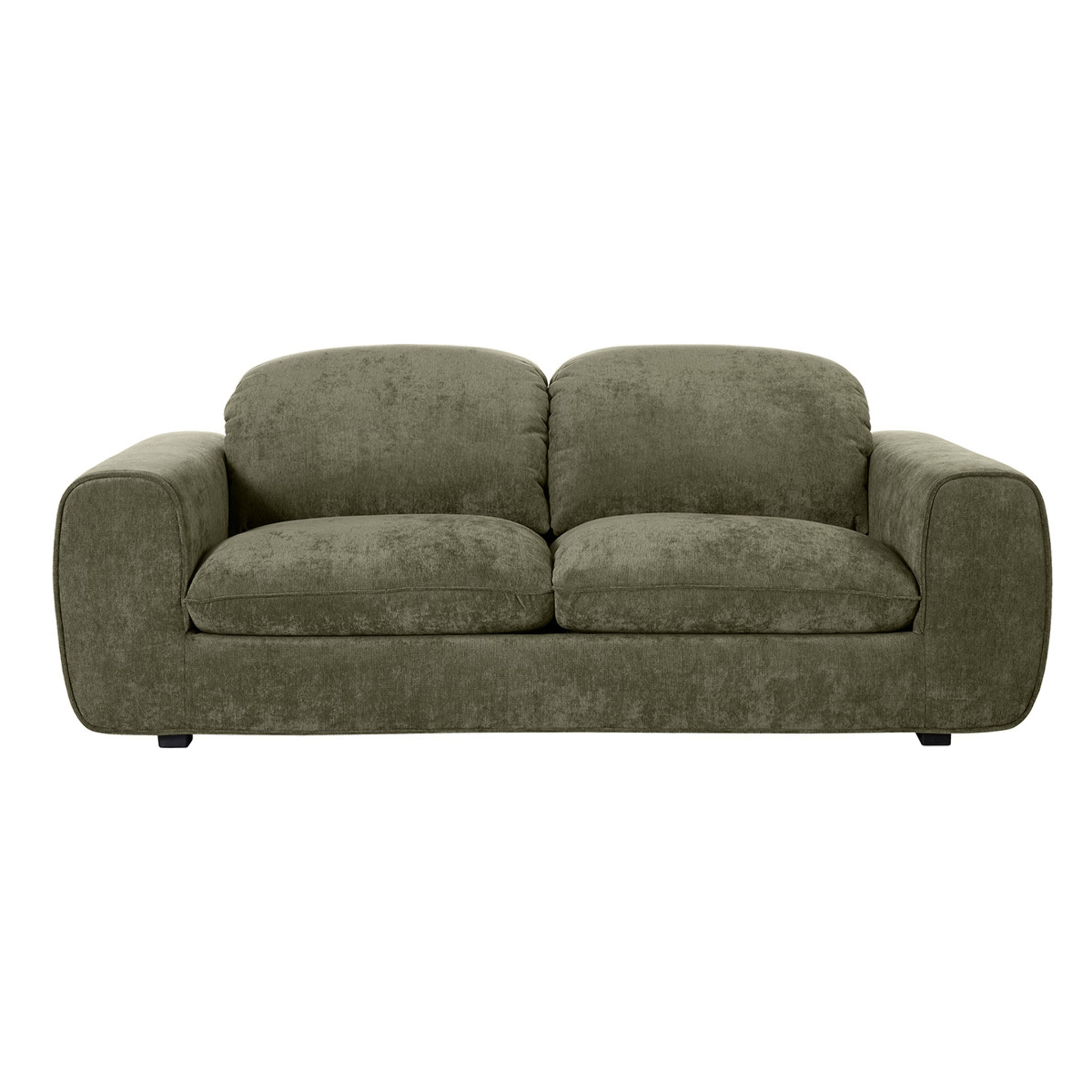 Canapé convertible avec têtières ajustables 3 places en tissu effet velours texturé vert kaki NOAM