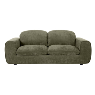 Canapé convertible avec têtières ajustables 3 places en tissu effet velours texturé vert kaki NOAM