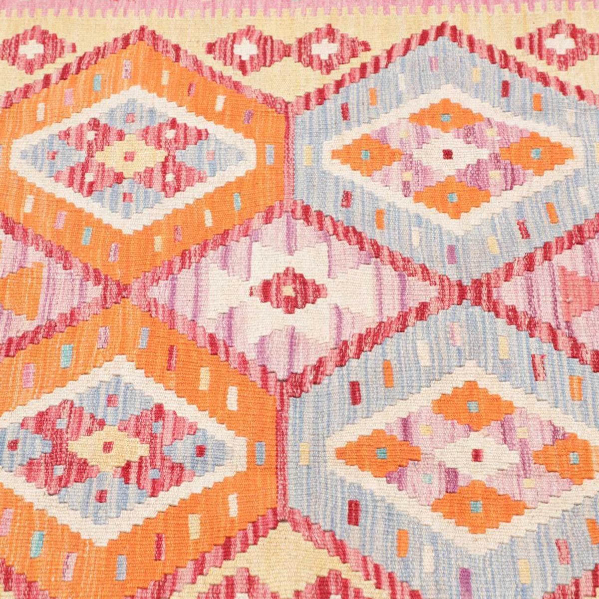 Tapis kilim, motif géométrique, tissé plat en laine naturelle