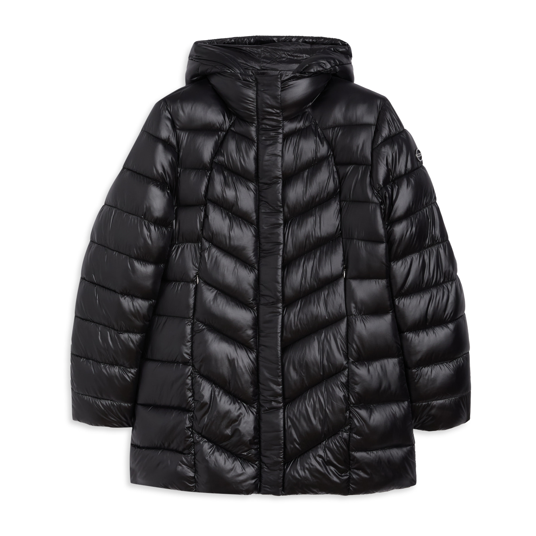 Piumino donna trapuntato con cappuccio e bottoni a pressione