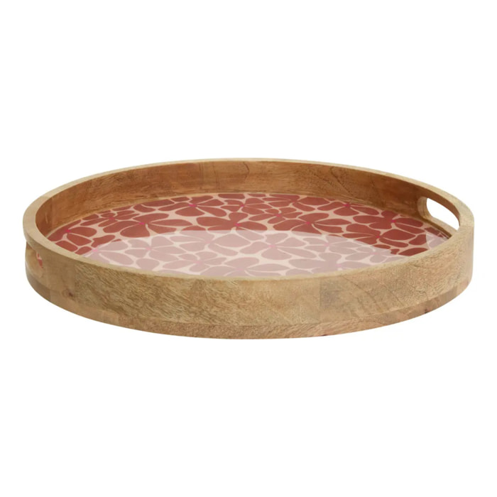 Plateau rond Inaya D38cm terracotta et manguier